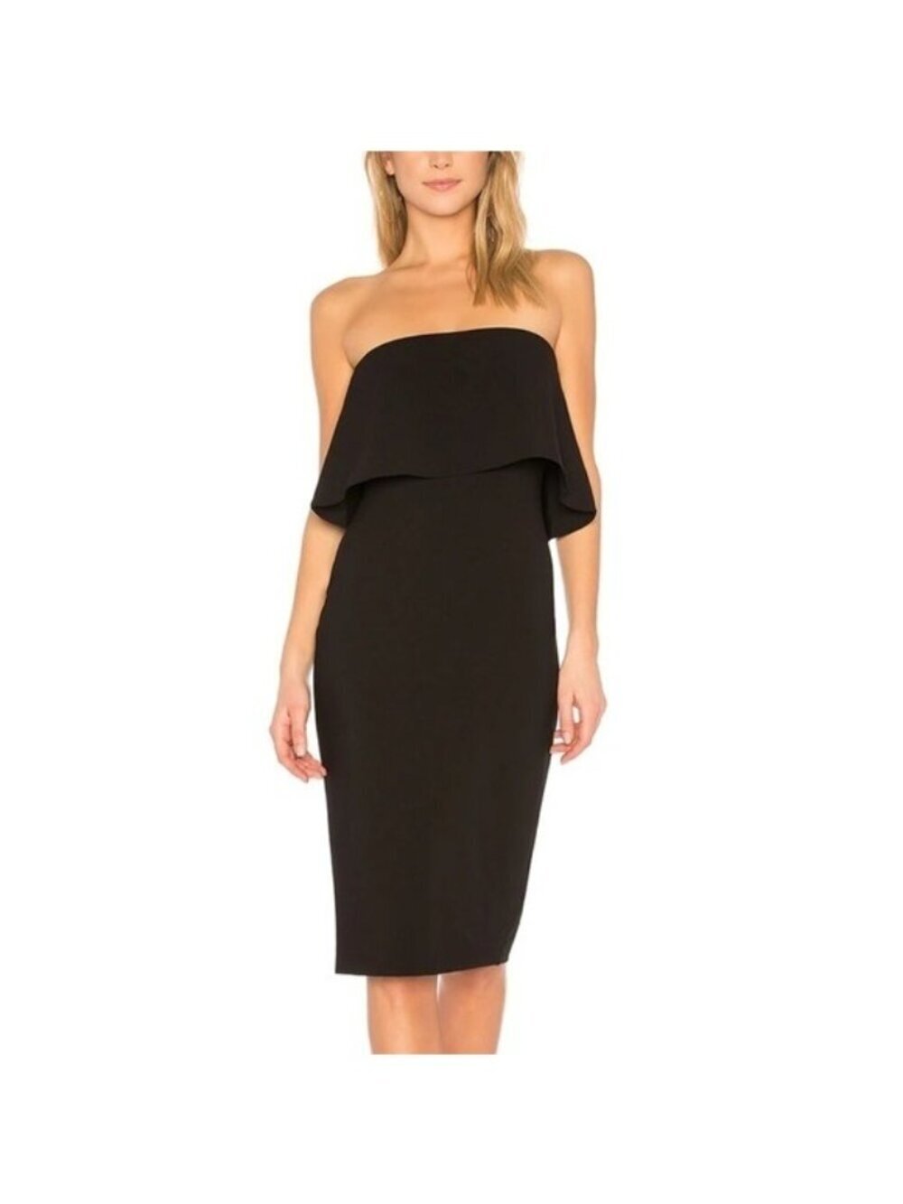 Likely black strapless midi dress 013